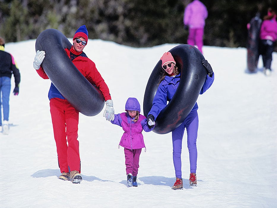 rubber tubing on the snow
