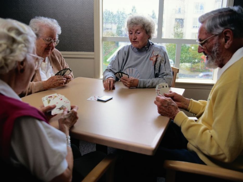 Seniors playing cards