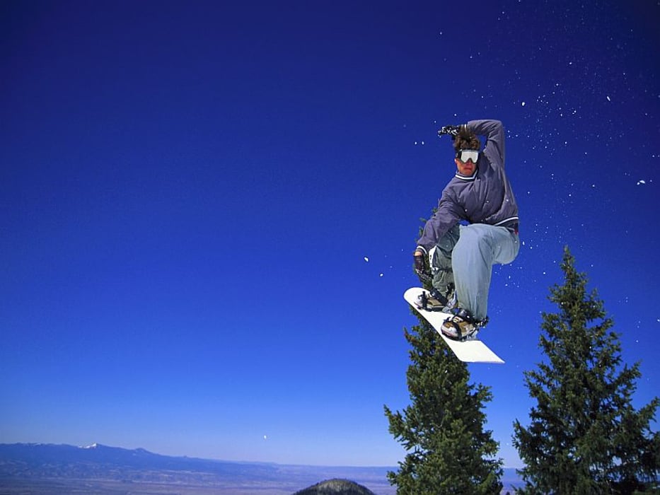 man on a snowboard