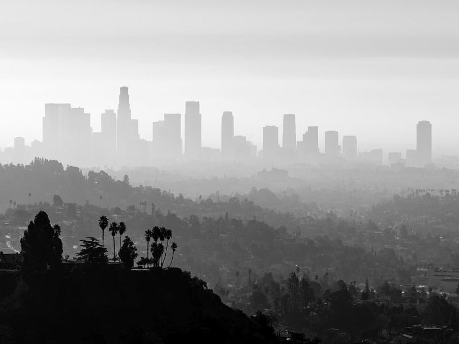 LA skyline in smog