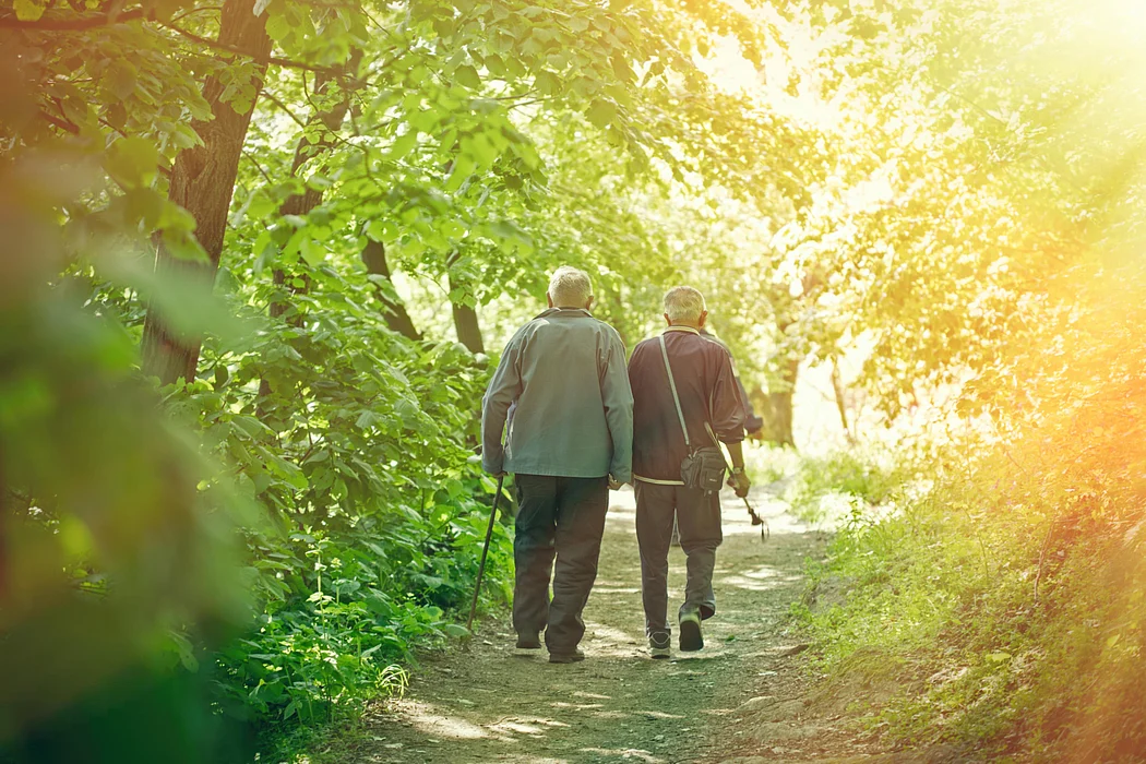 elderly men walking