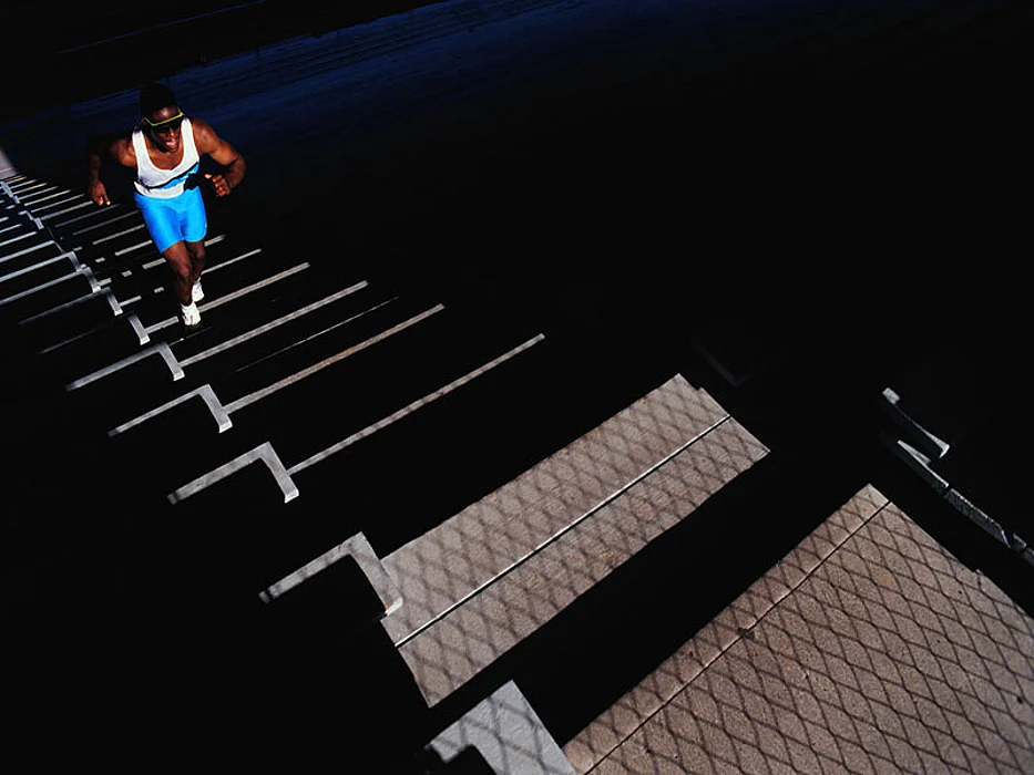 running up stairs