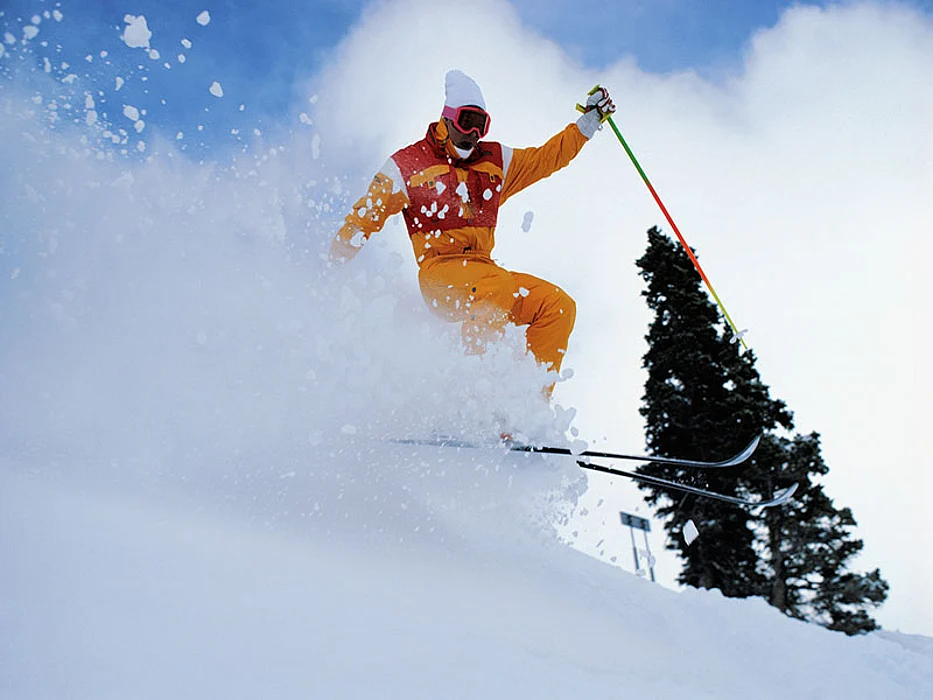skiing down a slope