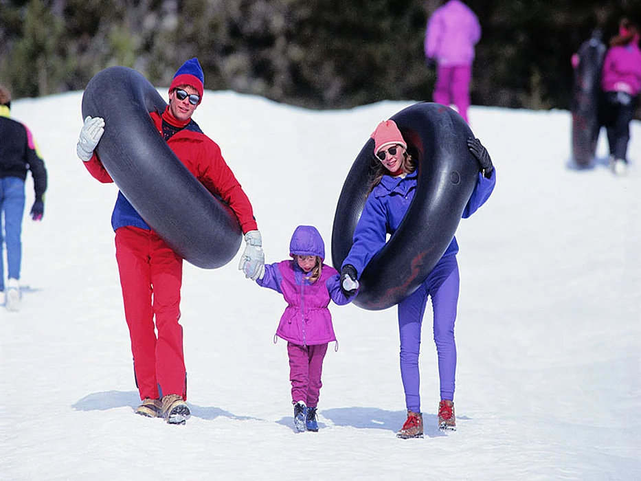 rubber tubing on the snow