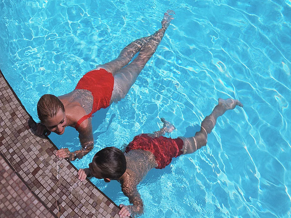 couple swimming