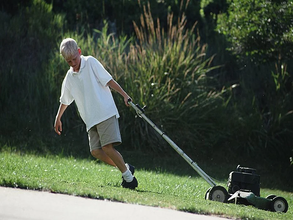 boy with a mower