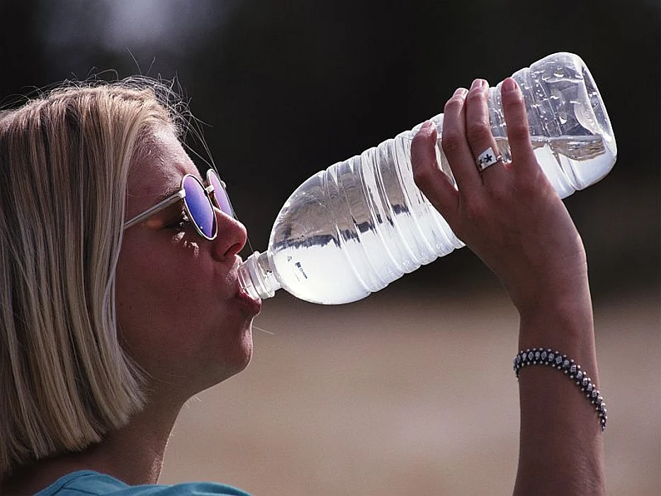 woman drinking water