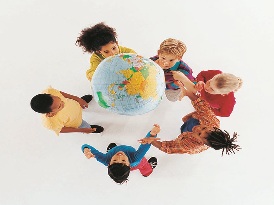 kids with a globe