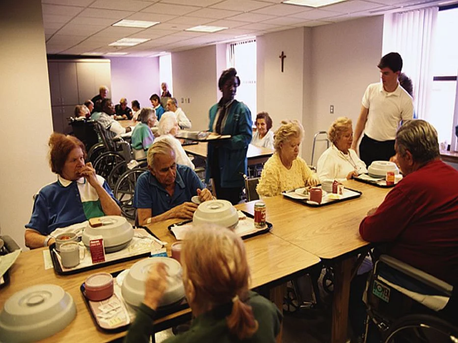 elderly people eating