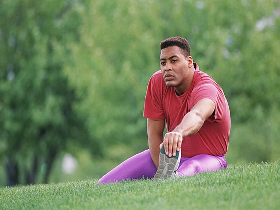 man stretching