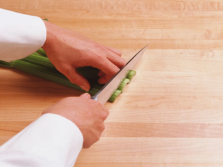 slicing celery