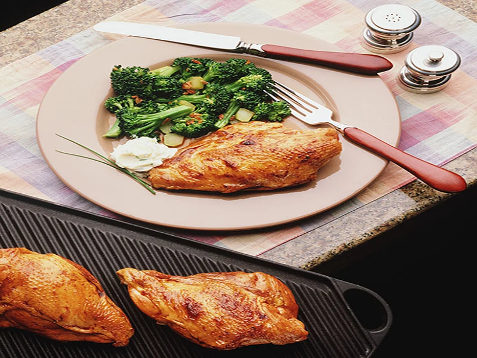 fried chicken and broccoli
