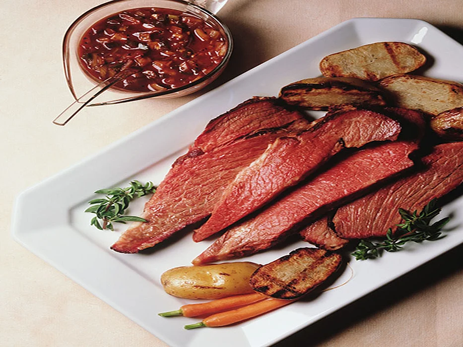 meat with potatoes on a plate