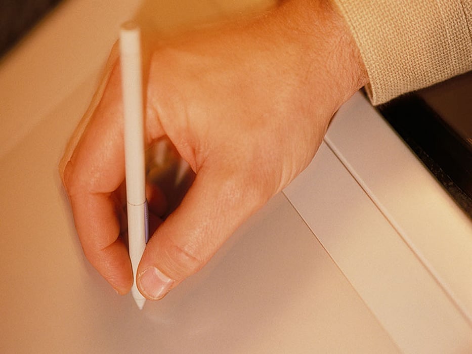 man writing