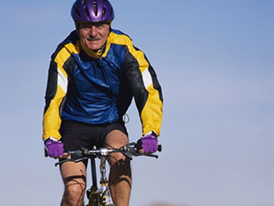 man biking