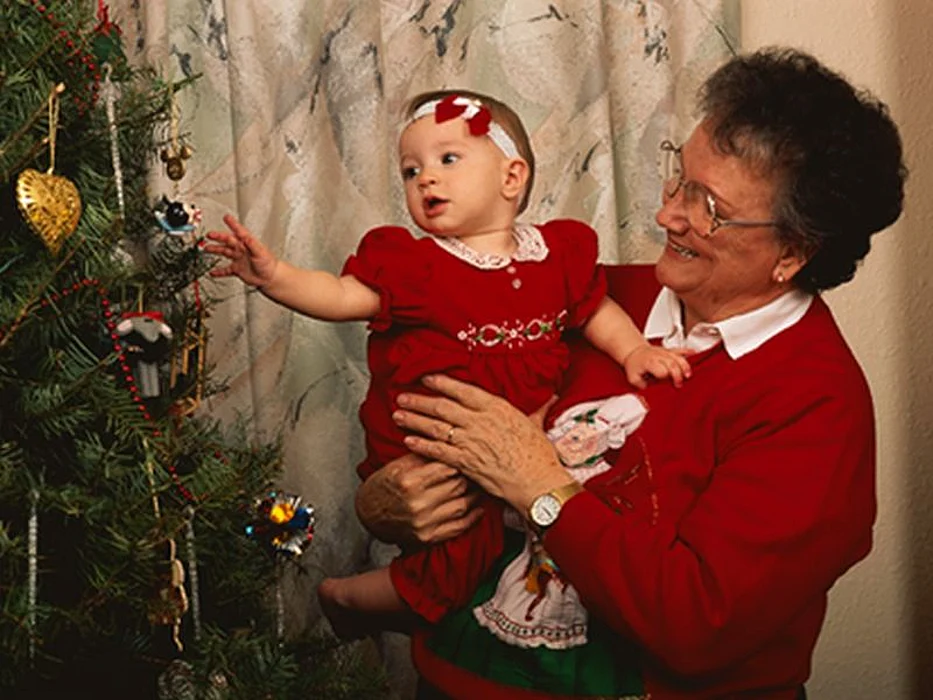 grandmother and infant