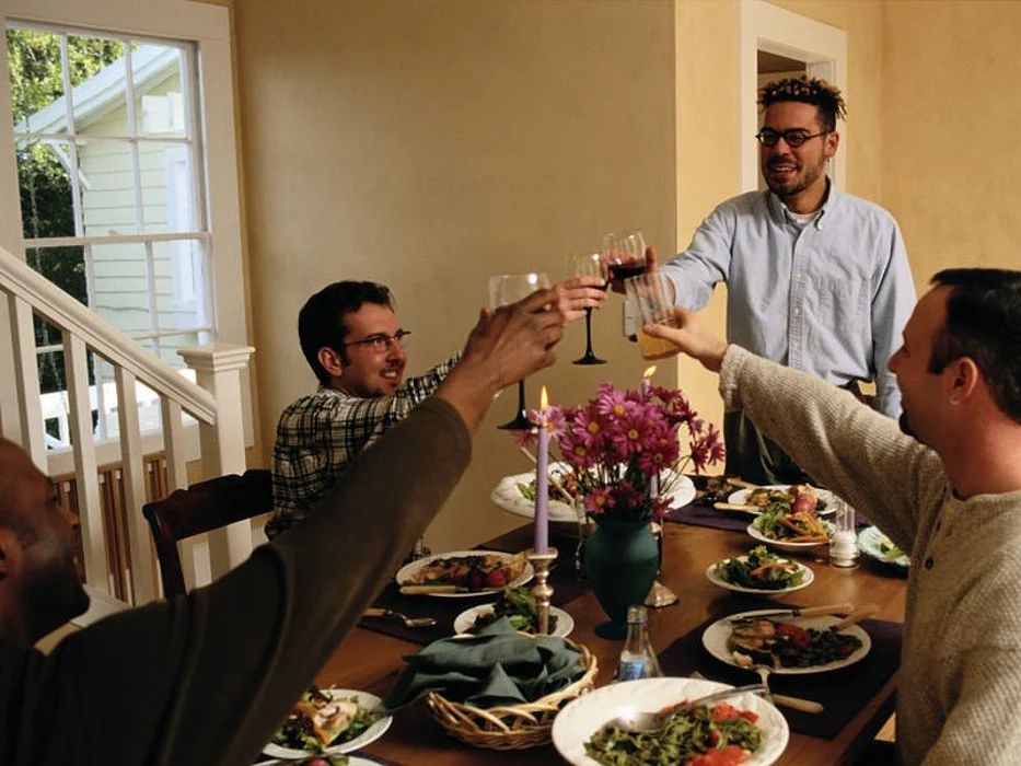 toasting at the table
