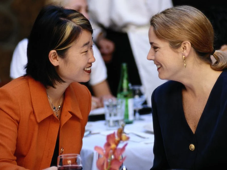 women talking at the party