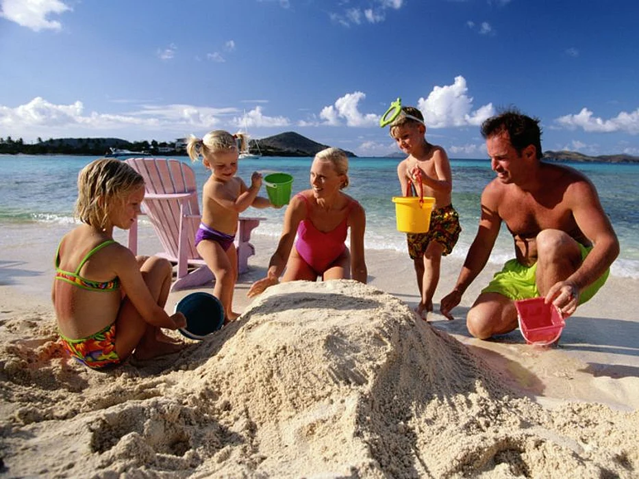 family at the beach
