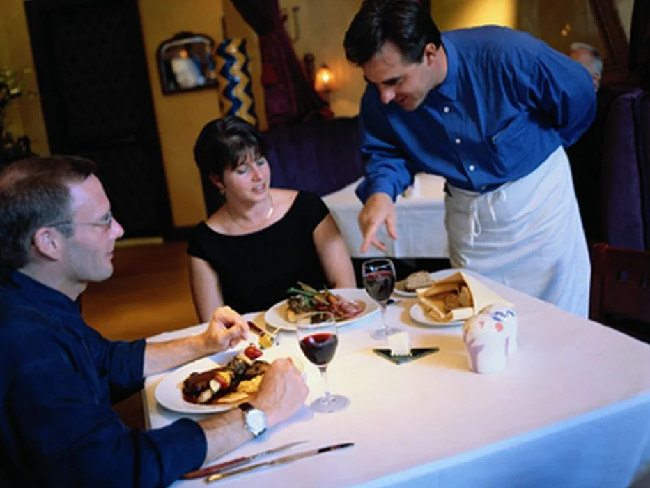 eating in a restaurant