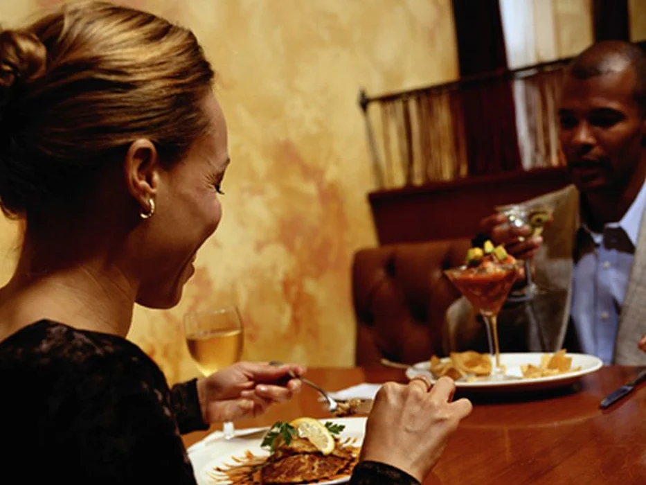 woman eating dinner