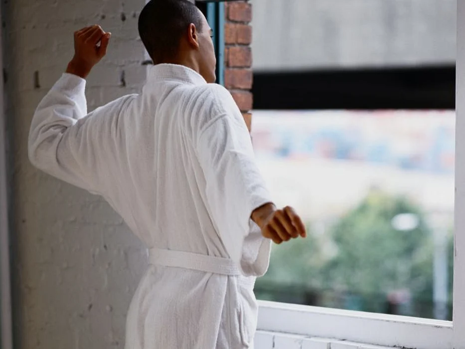 man stretching