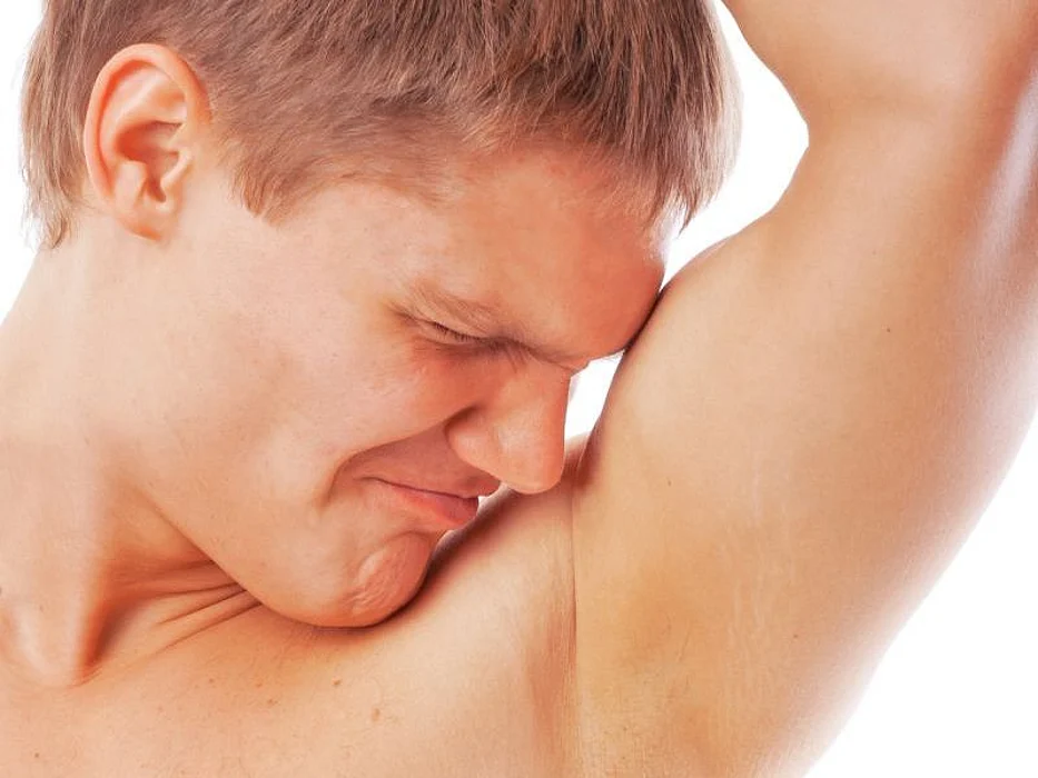 sniffing armpit