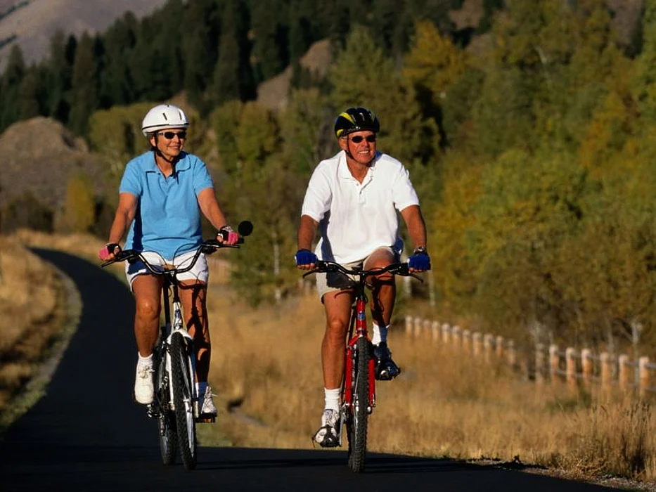 couple biking