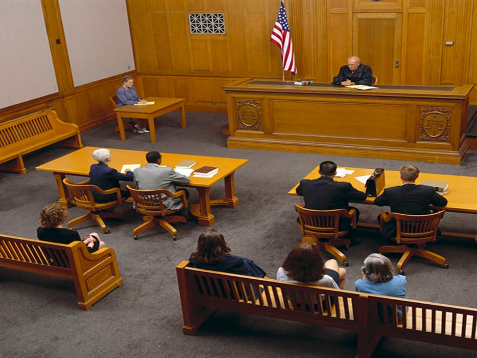 court room during the case