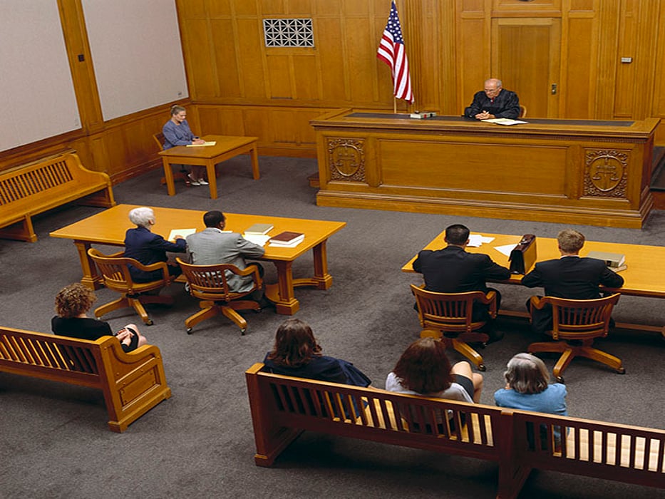 court room during the case