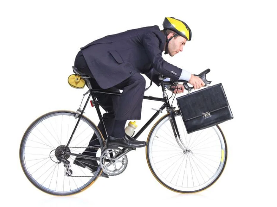 riding bicycle to work