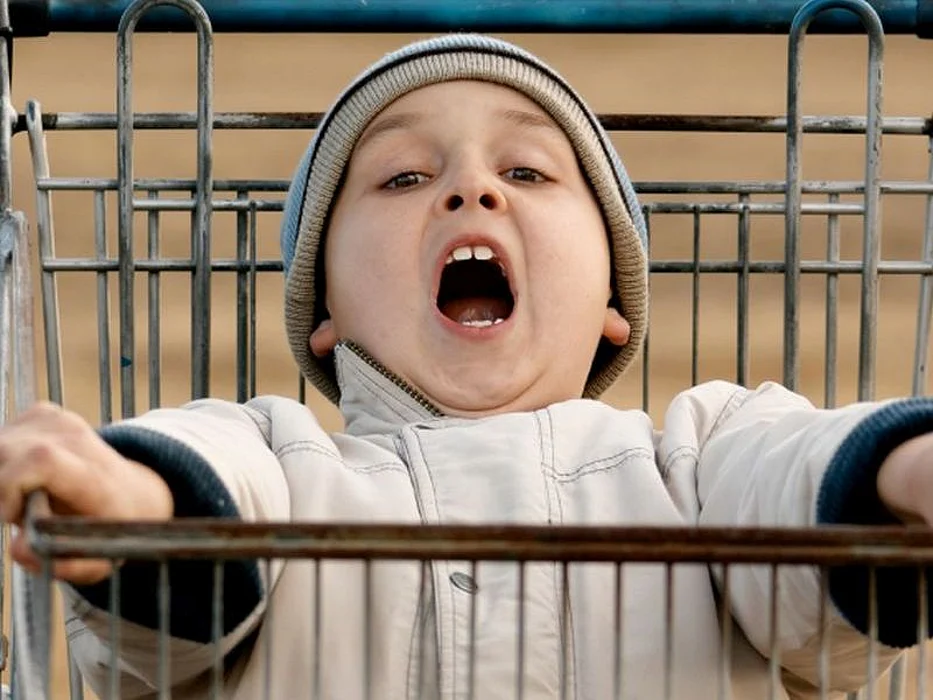 child in shopping cart