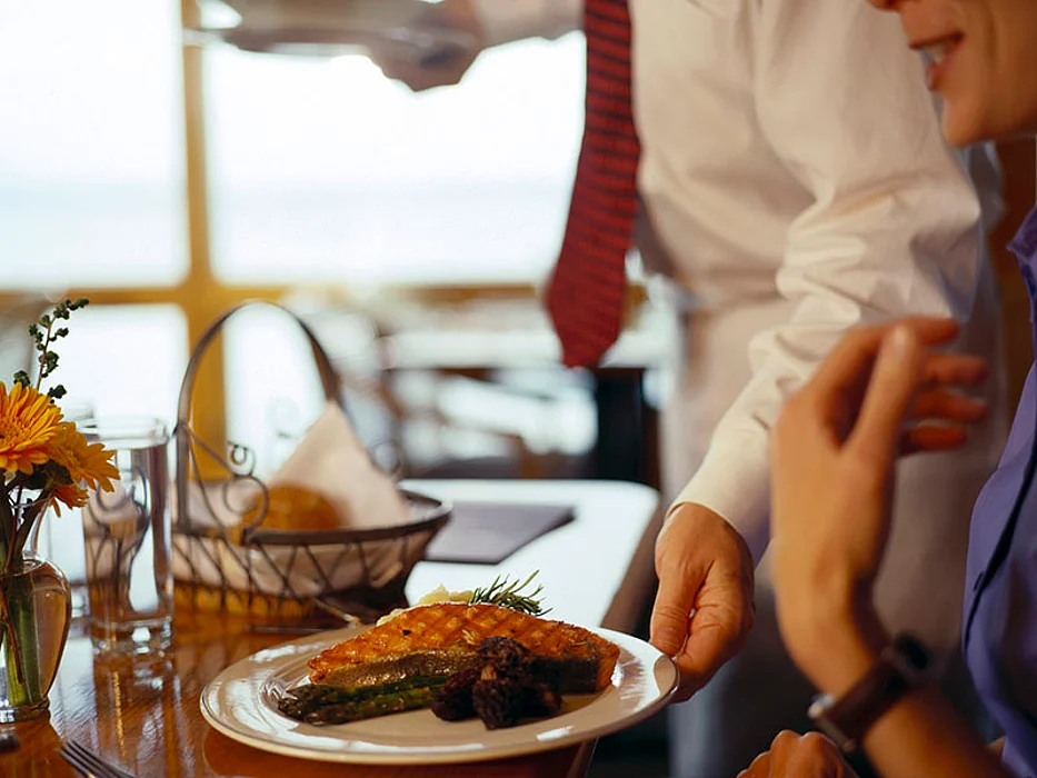 serving food in the restaurant