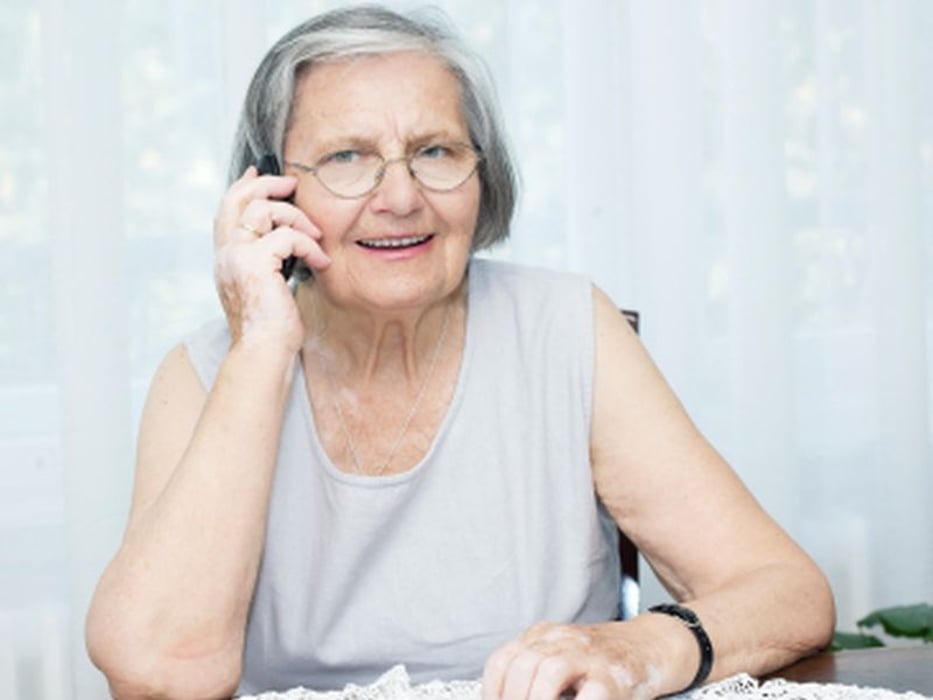 elderly woman on cell phone