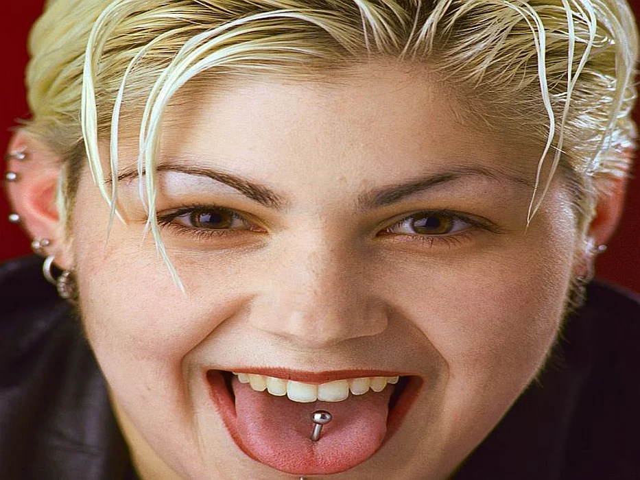 woman with pierced tongue