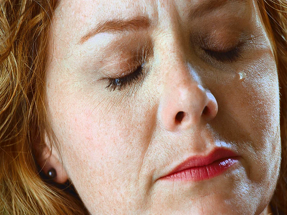 woman face with eyes closed