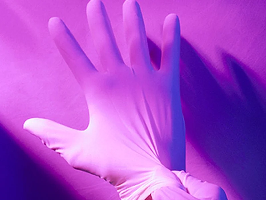 hand in a rubber glove