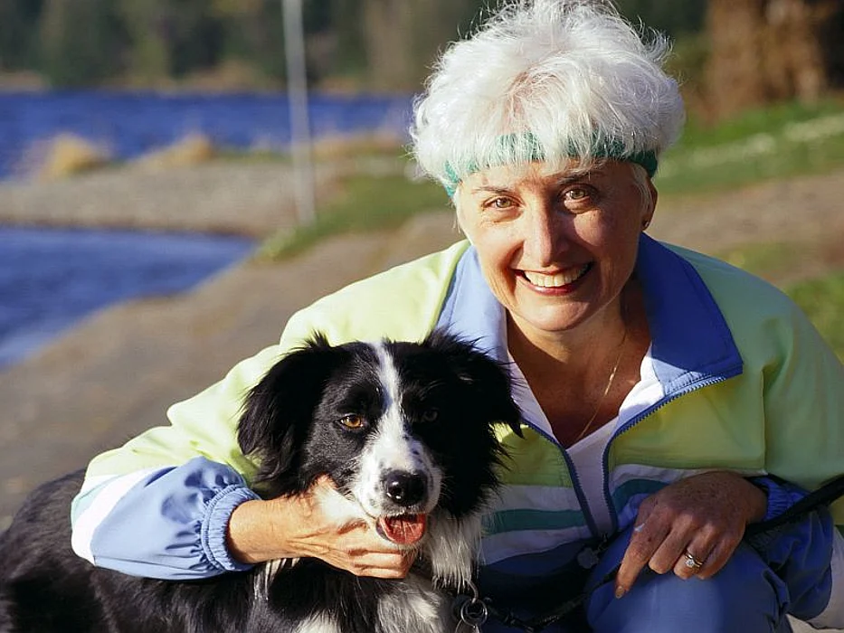 woman and dog