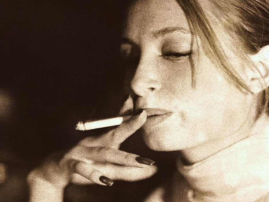 woman smoking cigarette