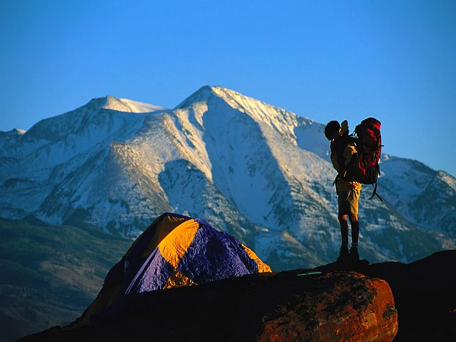camping at the top of the mountain