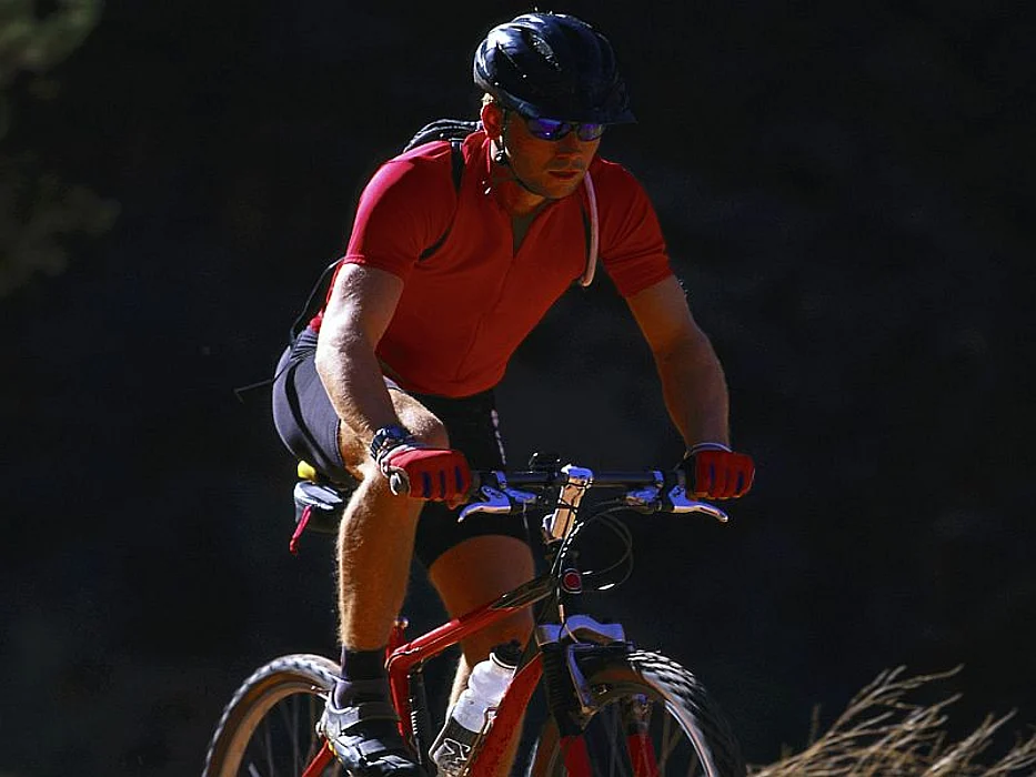 a man biking