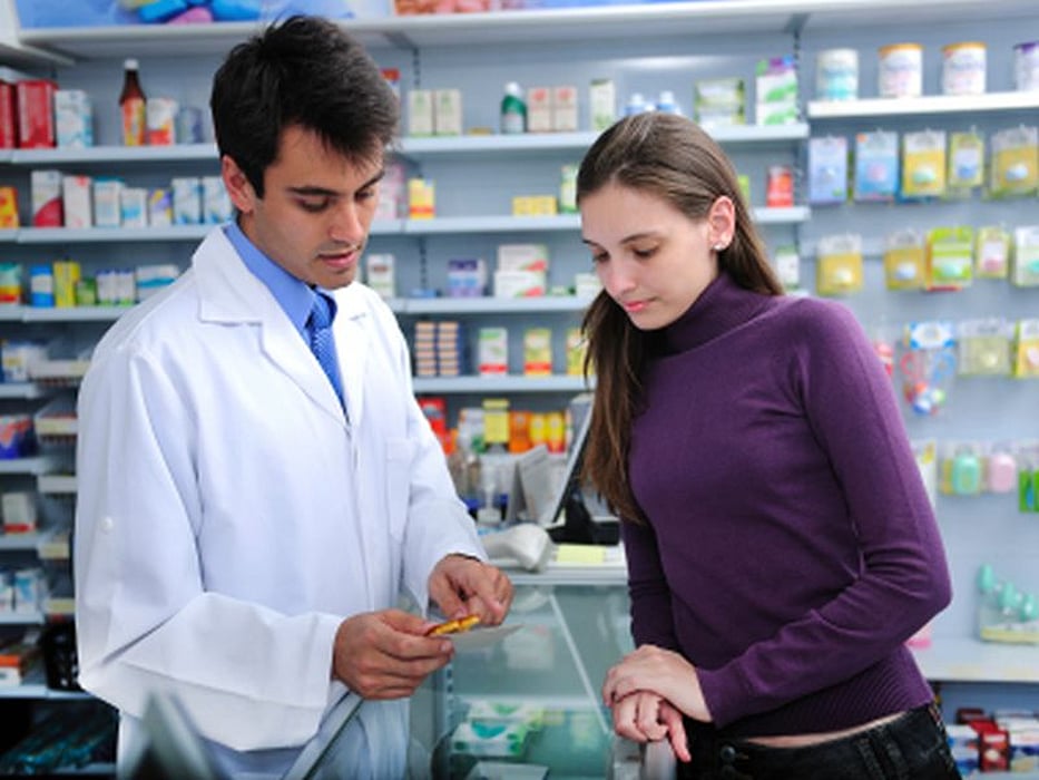 pharmacist and customer