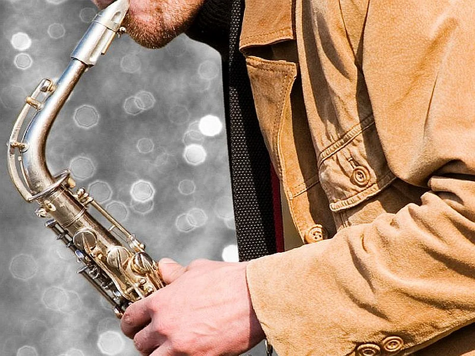 playing saxaphone