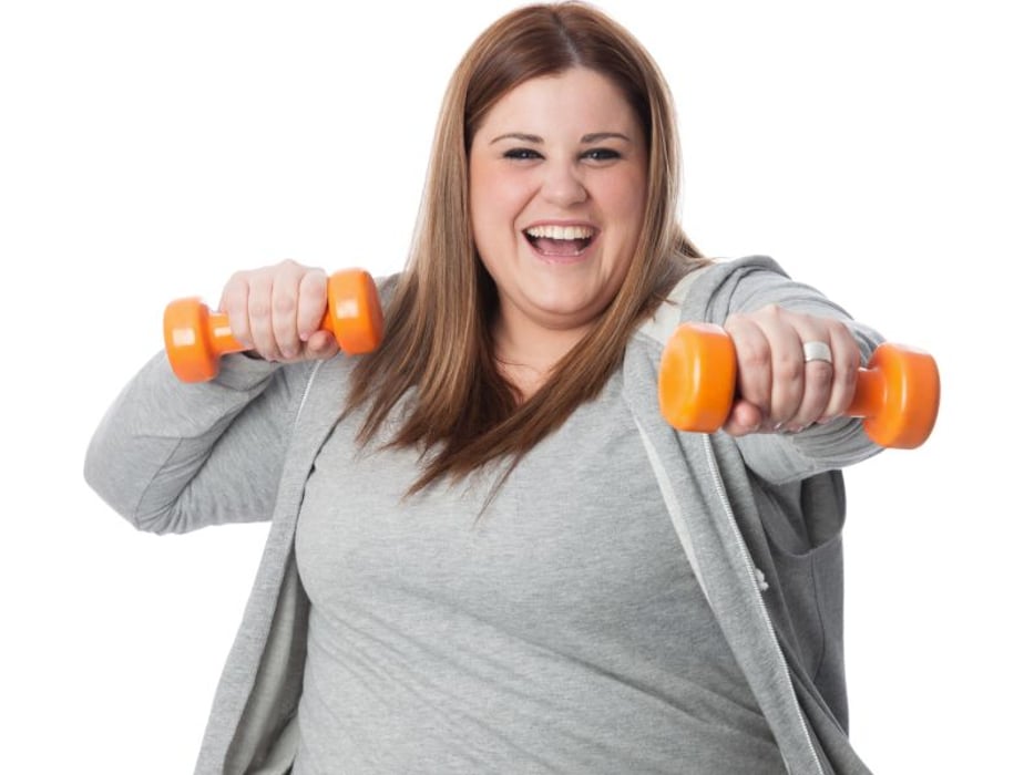 overweight woman exercising
