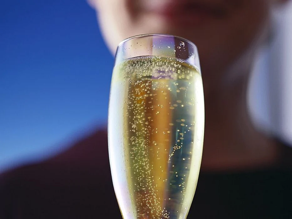 drinking champagne