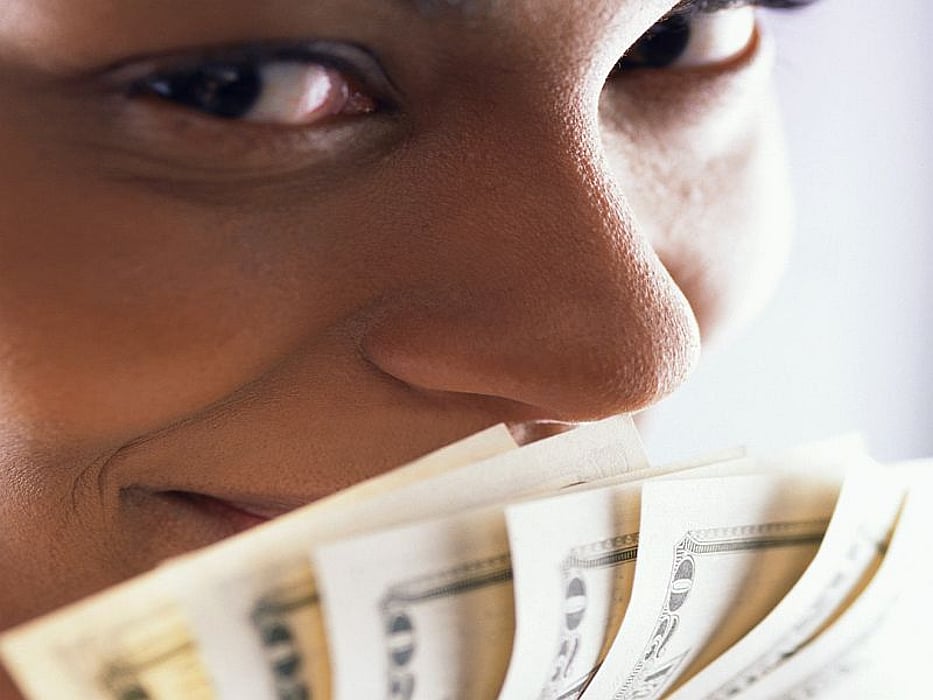 man face with money