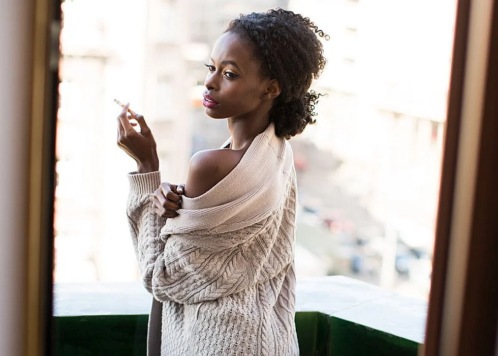 black woman smoking
