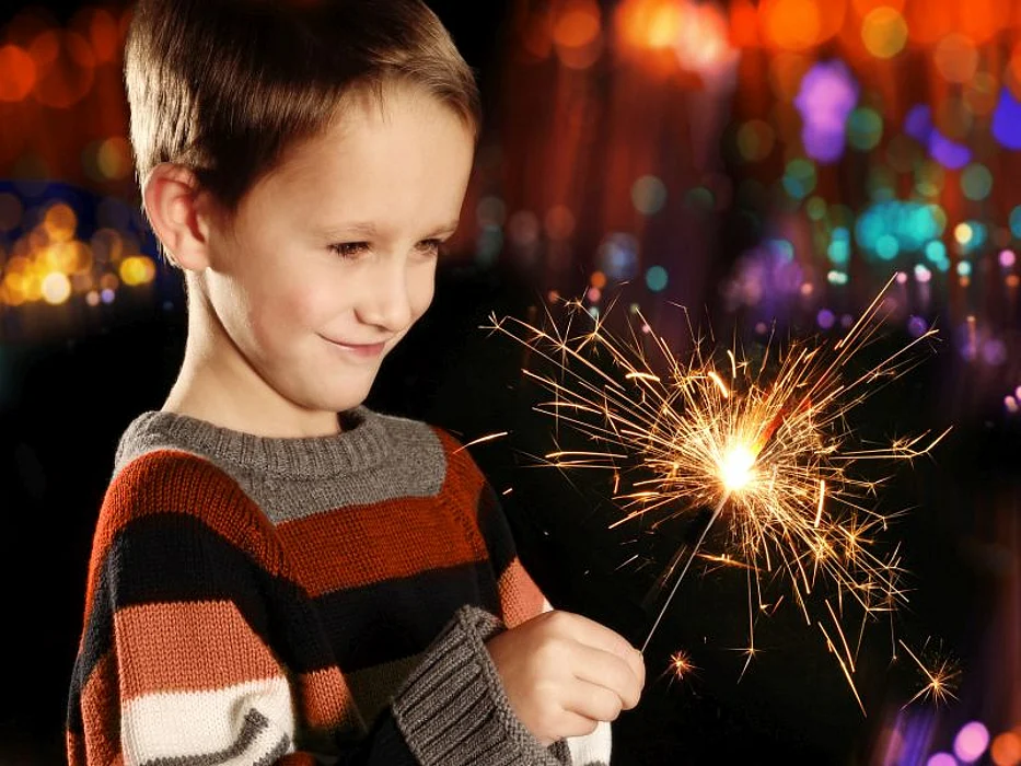 boy with sparkler