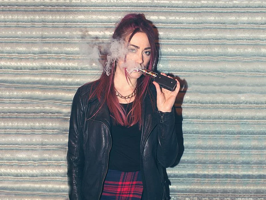 smoking an e-cigarette