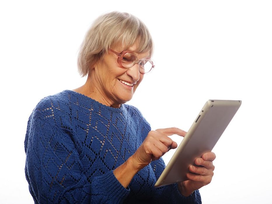 elderly woman at computer